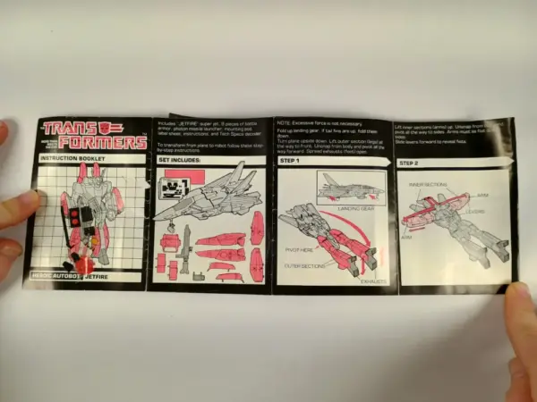 Transformers Jetfire Generation 1 Instructions and Stickers - Image 3
