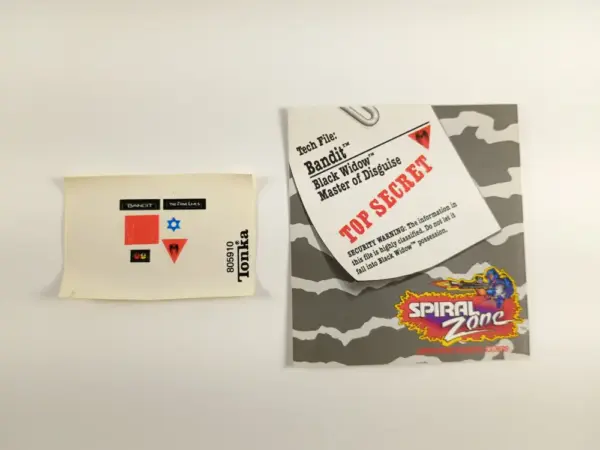 Tonka Spiral Zone Bandit – Black Widow Master of Disguise Instructions & Sticker Sheet – Vintage Original!
