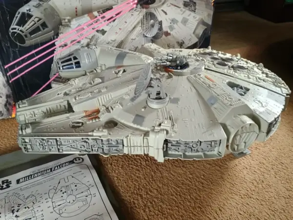 Star Wars POTF2 Electronic Millennium Falcon – Works! Only Displayed – Stickers Unused!