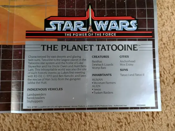 Vintage Star Wars Power of the Force Planetary Map – TATOOINE (1997)