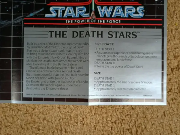 Vintage Star Wars Power of the Force Planetary Map – DEATH STAR (1997)