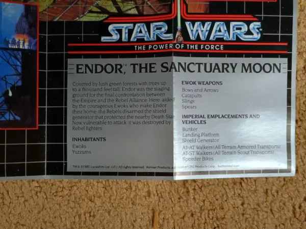 Vintage Star Wars Power of the Force Planetary Map – ENDOR (1997)