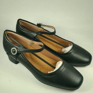 Women's Black Size US 6.5 Thick Low Heeled Squared Toe Dress Shoes